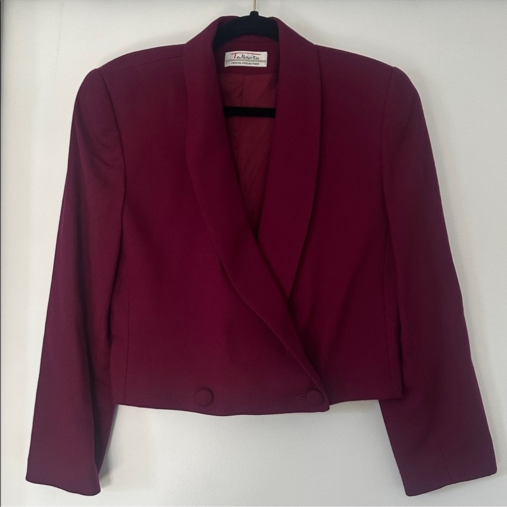Vintage Wool Talbots Rich Burgundy Cropped Blazer